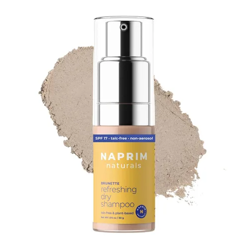 Naprim Naturals Champú seco nutritivo para el cabello en polvo para morenas, absorción de aceite sin talco para un volumen ligero, sin residuos,