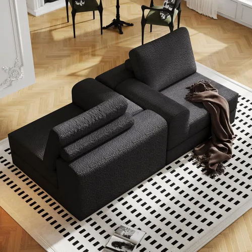 Miniatura 8 de Sofá seccional modular en forma de nube, sofá modular de combinación DIY para sala de estar, sofás de asiento de amor tejidos únicos con 2