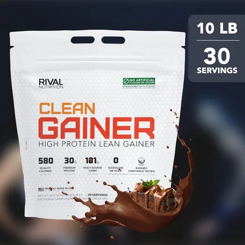 Miniatura 6 de RIVAL NUTRITION Clean Gainer Chocolate Fudge High Protein Lean Gainer Powder I 10 libras, 30 porciones I 580 calorías, 1.06 oz de proteína, 3.56 oz