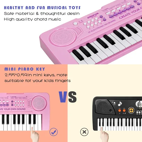 Miniatura 2 de Raimy Piano de teclado de 37 teclas para niños, aprendizaje temprano, educativo, portátil, instrumento musical electrónico, juguetes de regalo