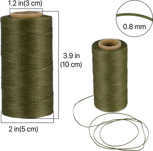 Miniatura 3 de Flexzion Hilo encerado, 284 yardas (853.0 ft), hilo de cera de poliéster 150D de 0.031 in para costura de cuero, encuadernación, costura