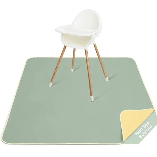 Miniatura 11 de Basumee Alfombrilla de salpicaduras para silla de bebé, impermeable, tapete de juego para debajo de la silla alta, tapete para atrapar alimentos