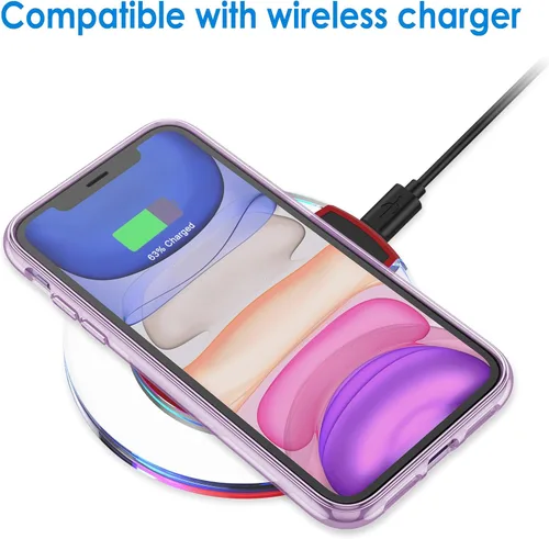 Miniatura 4 de JETech - Funda para iPhone 11 de 15,5 cm, cubierta a prueba de golpes sin amarillamiento, parte trasera transparente antiarañazos (morado)