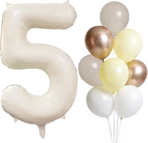 Miniatura 21 de Globo color crema número 1 de 40 pulgadas, color beige nude, número 1, con globos de arena blanca, globos beige nude champán, crema neutra