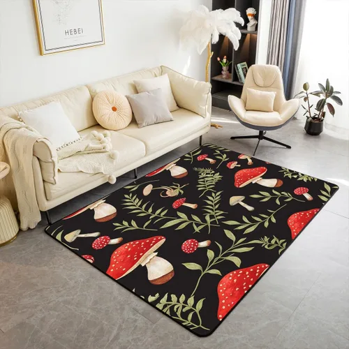 Miniatura 16 de Feelyou Linda alfombra decorativa de hongos para sala de estar, alfombra de área de hongos de dibujos animados de 3 x 5 para niños, niñas