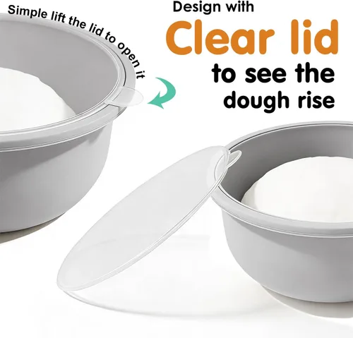 Miniatura 5 de 3 recipientes apilables de silicona para prueba de masa de pizza con tapas, caja a prueba de masa de pizza de 23.7 fl oz para la cocina del hogar