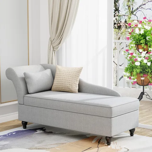 Miniatura 8 de Tongli Tumbona moderna de almacenamiento para interiores, tumbona de tela, sofá reclinable, para dormitorio, oficina, sala de estar y apartamento
