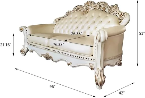 Miniatura 3 de Acme Vendome Sofá con 5 Almohadas en PU Champagne y Acabado Perla Antigua