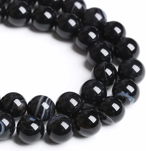 Miniatura 99 de 100 cuentas redondas sueltas de hematita negra de grado AAA para hacer joyas y pulseras