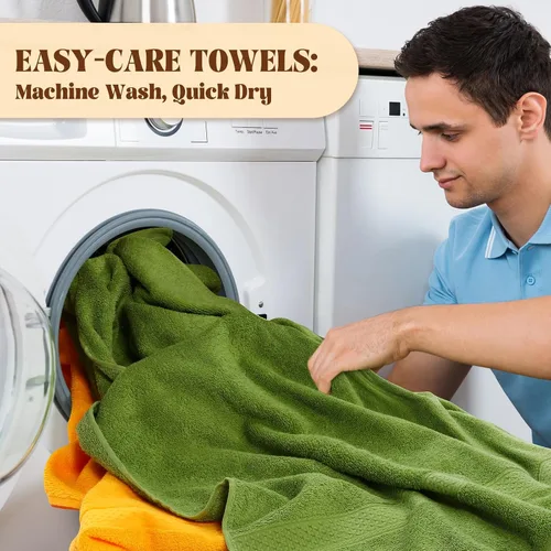 Miniatura 5 de Newwiee Juego de 12 toallas de baño a granel - Toallas grandes de algodón de 28 x 55 pulgadas en 12 colores, toalla de baño suave, ligera