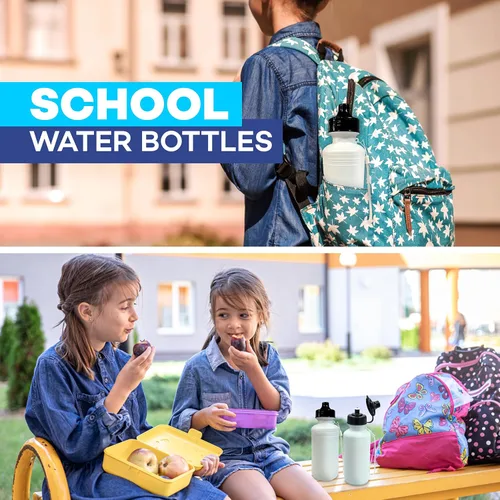 Miniatura 3 de 4E's Novelty Botellas de agua deportivas a granel (paquete de 12) de 18 onzas, botella de agua de plástico reutilizable para niños, sin BPA, regalos