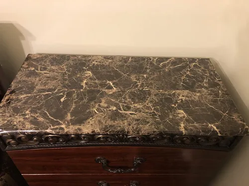 Miniatura 8 de Papel de contacto de mármol marrón para encimeras, papel adhesivo impermeable para encimeras, cubiertas de encimera, despegar y pegar, papel tapiz