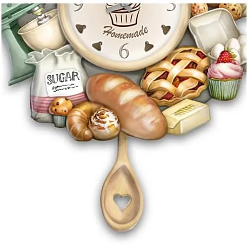 Miniatura 3 de The Bradford Exchange Reloj de pared de cocina casero de felicidad, dedicado a la alegría pura de hornear deliciosas golosinas (marrón)