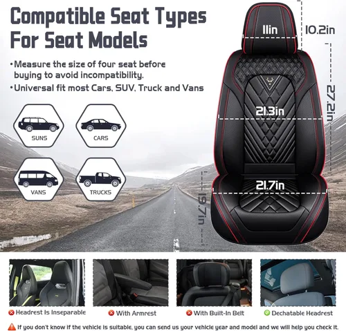 Miniatura 7 de Fundas de Asiento de Coche para Nissan Murano 2003-2026, Funda de Asiento Completa de Piel Nappa Impermeable, Protector de Asiento Automotriz negro