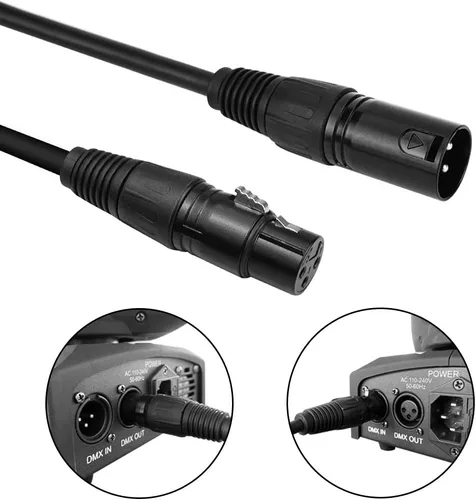 Miniatura 6 de Cable DMX de 3.2 pies / 1m, 10PCS 10 cables DMX de 3 pines, cables DMX, alambres DMX, DMX512 XLR macho a hembra, cable de señal de luz de escenario