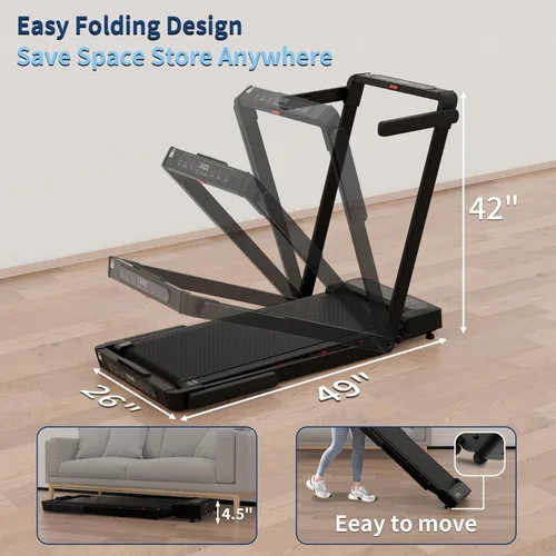 Miniatura 8 de Caminadora 4 en 1 con control remoto inclinado compacto 3.0HP plegable debajo del escritorio para oficina en casa, fitness, capacidad de 300 libras