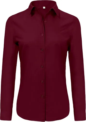 Miniatura 43 de Ruisin - Camisas supersuaves sin arrugas y con botones para mujer, unicolor, manga larga, diseño a rayas, estilo formal, blusa de vestir