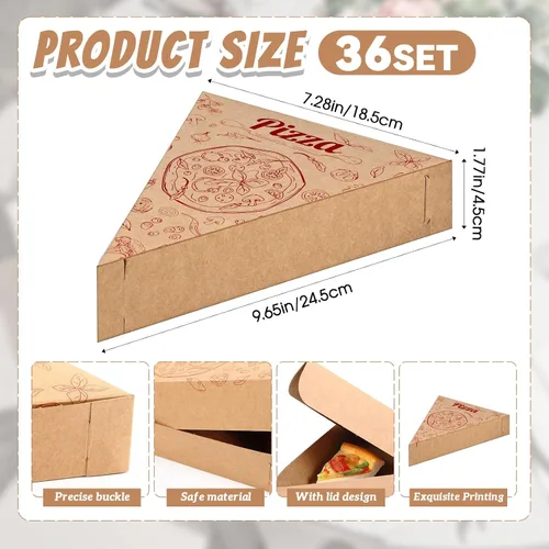 Miniatura 2 de Teenyyou 36 cajas de pizza desechables individuales para rebanadas de pizza de 9.65 x 7.28 x 1.77 pulgadas, soporte individual para suministros