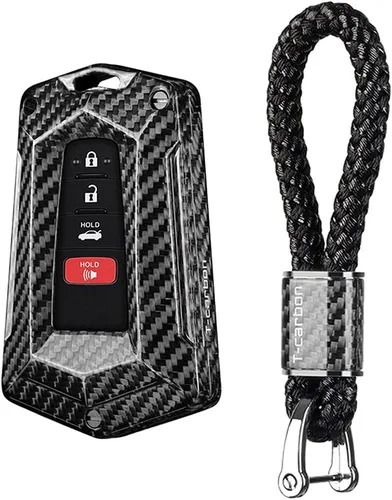 Miniatura 10 de Funda para llavero de coche para Toyota 86 GT86 Avalon C-HR Camry Corolla Highlander Prado Prius RAV4 carcasa de fibra de carbono, Negro / rojo +