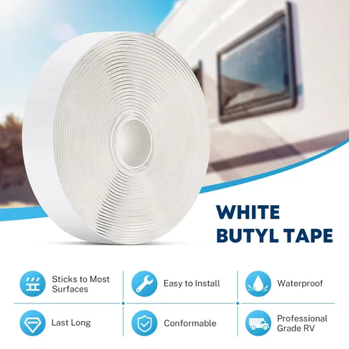 Miniatura 2 de Kohree Cinta de Butilo Blanca 1 Paquete, 1/8" x 3/4" x 30 pies, Cinta Selladora de Butilo Masilla para RV Cinta Selladora de Goma a Prueba de Fugas