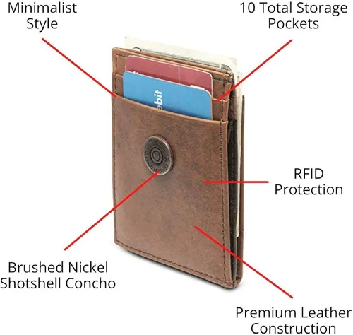 Miniatura 2 de WEBER'S PREMIER PIEL - Dynasty Series - Cartera de bolsillo frontal para hombre - RFID bloqueo de cuero de grano completo