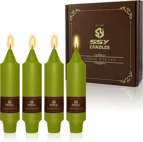 Miniatura 67 de Candelabros cortos de 5 pulgadas con velas cónicas verde oscuro, 4 piezas para cena, hogar, boda, fiesta, decoración