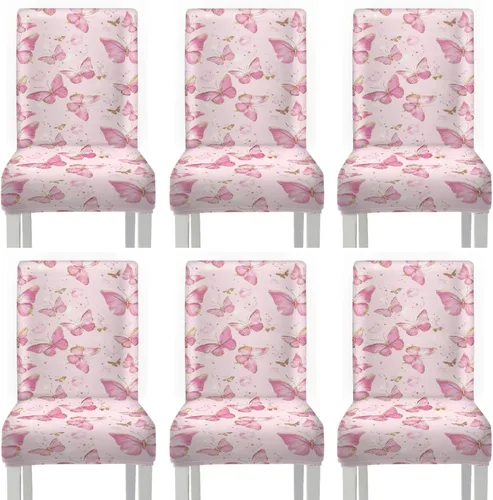 Miniatura 25 de HUGS IDEA Yellow Floral Chair Covers for Dining Room Set of 2 Flowers Kitchen Chair Covers Washable Dining Chairs Slipcovers Cubre Sillas