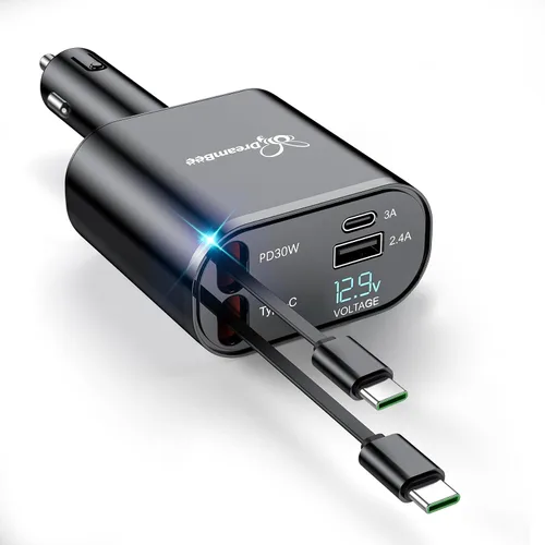 Miniatura 12 de Cargador retráctil para automóvil, cargador USB súper rápido para iPhone de automóvil, regalos para hombres y mujeres, accesorios para automóvil