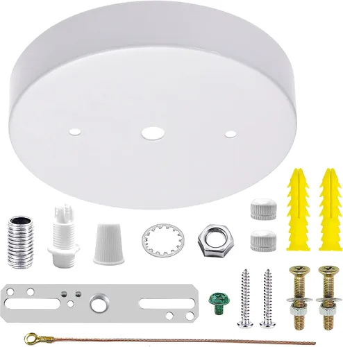 ECUDIS Kit de toldo de luz colgante, placa de cubierta de lámpara de techo de 4.7 pulgadas con accesorios de montaje para candelabro, toldo de Blanco