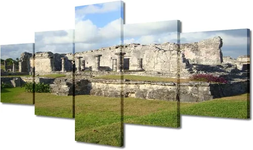 Miniatura 81 de Arte de pared con varios paneles, calendario maya, imágenes de piedra del sol, pinturas de civilización azteca sobre lienzo, sala de estar