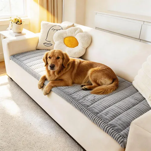 Miniatura 16 de Awjcsv Funda para sofá para perros lavable, fundas de sofá para mascotas de pelo esponjoso para sofá de 3 cojines, funda antideslizante para sofá