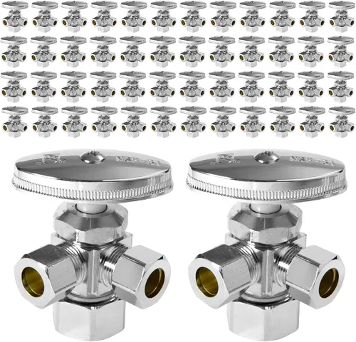 Miniatura 25 de EFIELD Válvula de parada angular de doble salida multigiro, entrada de tubo PEX-A de expansión de 1/2" F1960 x salida de compresión
