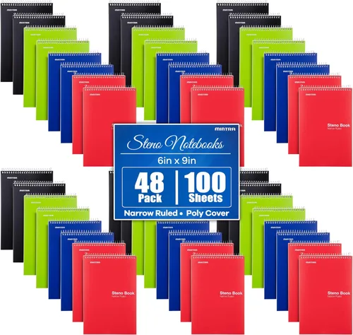 Miniatura 13 de Mintra Office Steno Book - (colores pastel, 4 blocs por paquete, con rayas Gregg) – 6 x 9 pulgadas, 70 hojas, cuaderno para escribir notas