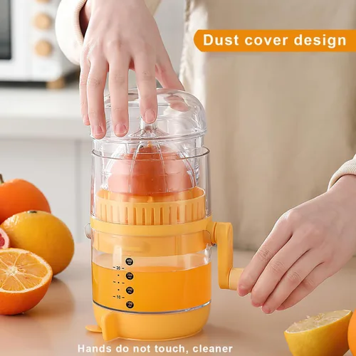 Miniatura 7 de Exprimidor manual de cítricos con taza medidora, prensa manual de plástico transparente para limones, naranjas, pomelo, base giratoria