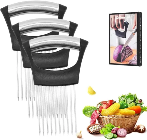Miniatura 10 de Soporte de Cebolla para Cortar, Nuevo Soporte de Cebolla de Acero Inoxidable 2025, Cortador de Limón, Tomate y Cebolla, Herramienta de Cocina