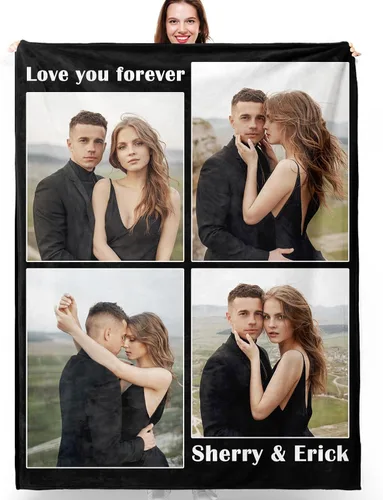 Manta personalizada con texto de fotos, mantas personalizadas con imágenes, aniversario, cumpleaños, día de San Valentín, regalos de fotos