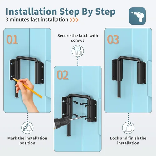 Miniatura 6 de Cerradura de puerta corredera con asa mejorada, cerradura multi-ángulo en forma de U de 2.38" para puerta de granero corredera de 90/180 grados