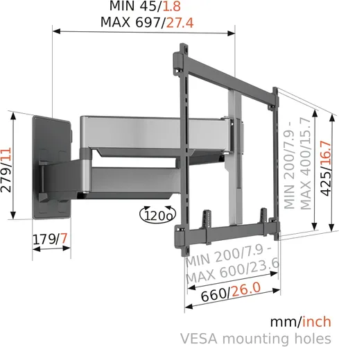 Miniatura 5 de Vogel's TVM 5855 Soporte de pared para TV de movimiento completo ultra fuerte para televisores grandes y pesados de hasta 100 pulgadas y 165 libras