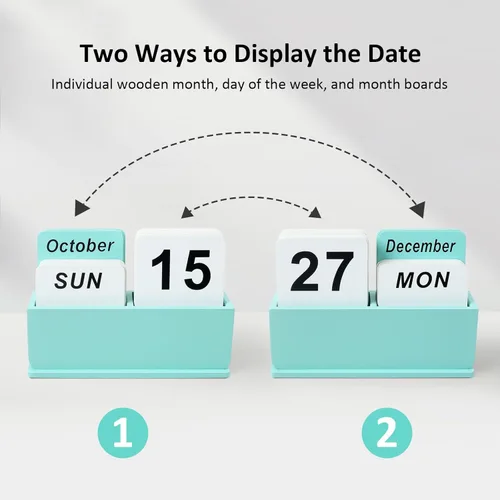 Miniatura 3 de Calendario Perpetuo de Bloques de Madera para Escritorio, Calendario Diario de Escritorio de Pie con Pantalla Grande, Accesorios de Escritorio