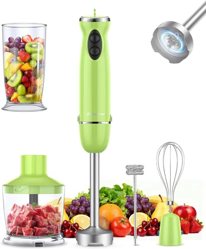 Miniatura 10 de Batidora de inmersión 5 en 1 de mano, Abuler 1000W batidora de mano con palillo, 12 velocidades batidora de mano de acero inoxidable 304 con vaso
