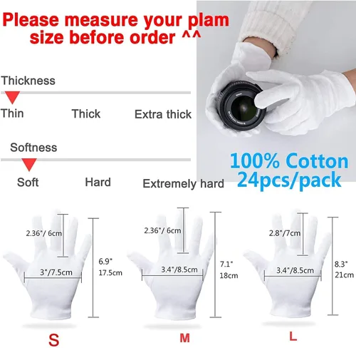 Miniatura 6 de Guantes de algodón para niños – 24 guantes hidratantes blancos suaves para eccema para manos secas inspección SPA (pequeño)