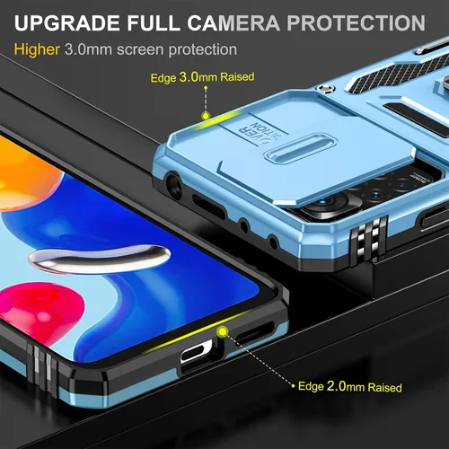 Miniatura 5 de Wefor XiaoMi RedMi Note 11 (4G) - Funda con cubierta para cámara deslizante, soporte de anillo magnético de 360° mejorado grado militar a prueba