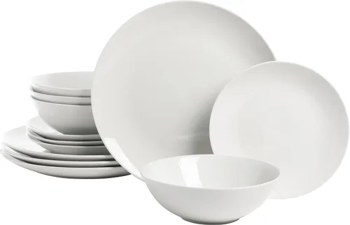 10 Strawberry Street Simply Coupe - Vajilla de 12 piezas, color blanco, servicio para 4 personas (12 piezas)