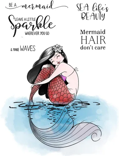 Miniatura 3 de Sellos transparentes de sirena para hacer tarjetas y decoraciones de álbumes de fotos, palabras femeninas, sellos de goma transparente para álbumes