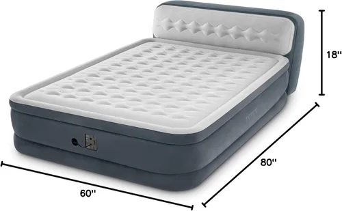 Miniatura 10 de Intex Dura-Beam - Colchón de aire Deluxe tamaño Queen de 18 pulgadas, cama reconfortante con bomba eléctrica integrada y cabecera de apoyo ultra