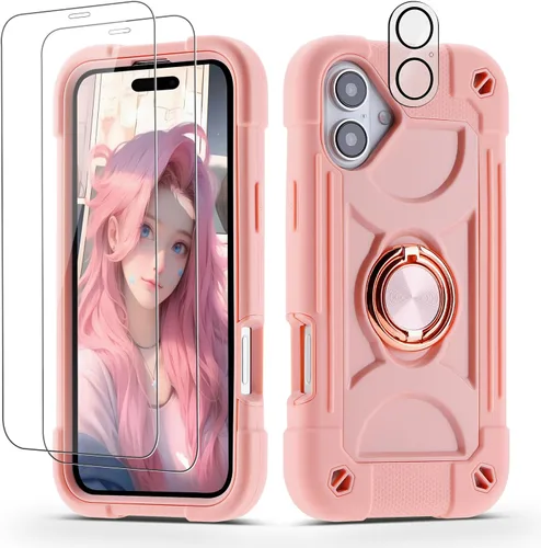 Miniatura 111 de Funda para iPhone 11 de 6.1 pulgadas con soporte de anillo, con 2 protectores de pantalla de vidrio, resistente a los golpes, resistente a