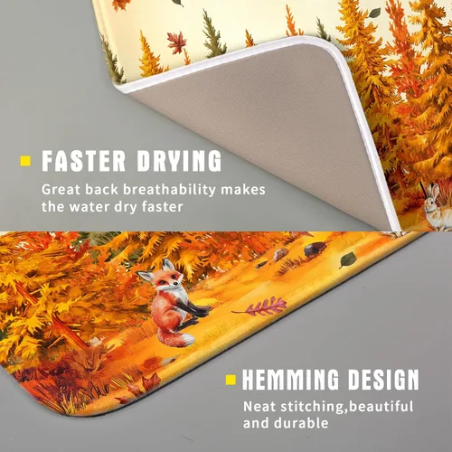 Miniatura 3 de Alfombrilla de secado de platos para encimera de cocina pequeña absorbente de café de otoño Alfombrilla de secado de microfibra de bosque de otoño