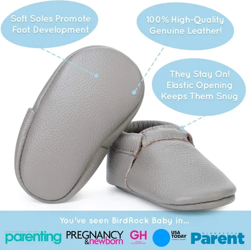 Miniatura 3 de BirdRock Baby - Mocasines sin bordes de piel auténtica, para niños y niñas, recién nacidos, bebés, infantes