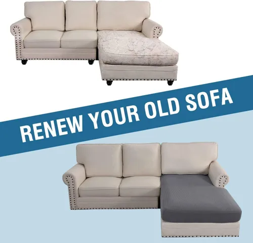 Miniatura 6 de ADPON Fundas de sofá modular, funda de cojín para sofá o sillón en forma de L, funda separada para sofá seccional izquierdo o derecho (1 diván, gris)