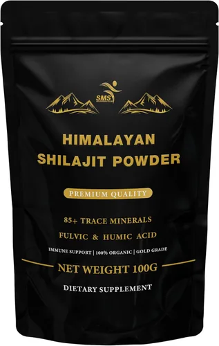 Shilajit en polvo puro del Himalaya, sin rellenos, Shilajit de grado dorado con ácido fúlvico y más de 85 oligominerales, suplemento natural 100%